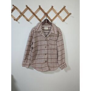 NWT Jade & Ivory Neutral Jacquard Mauve Plaid Shacket Jacket - Size M